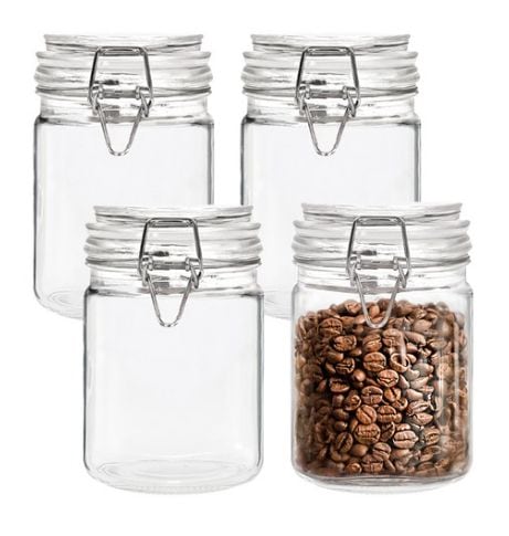 チャイナダ 多用途 密閉 ガラス瓶 薄型 800ml 4個