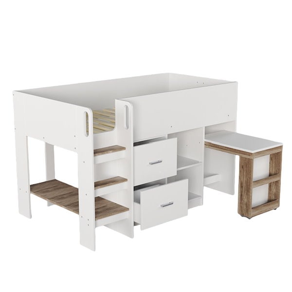 Qoo10] システムベッド ロフトベッド 階段付き