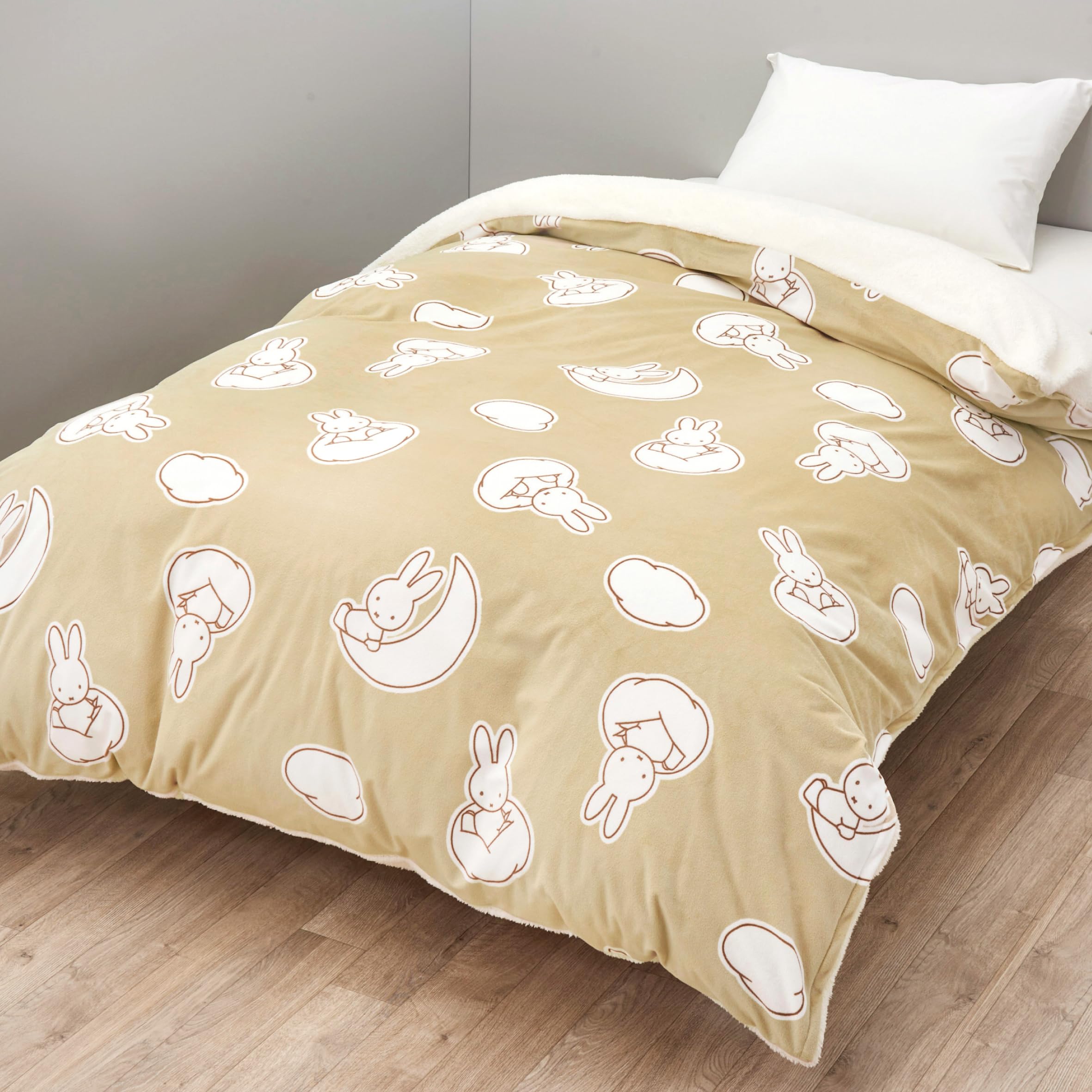 nishikawa【西川】 ミッフィー あったか掛け布団カバー 洗える 裏面シープ調生地 ふんわり もこもこな手触り 全開ファスナー クイックスナップボタンで簡単着脱 ベージュ PI04700601