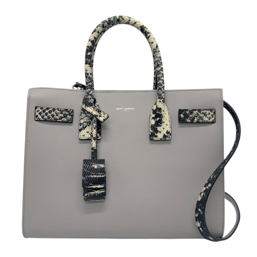 サンローラン SAINT LAURENT ショルダーバッグ ハンドバッグ サック ド ジュール ベイビー レザー/型押しレザー ライトグレー×アイボリー系 レディース 421863 z3048
