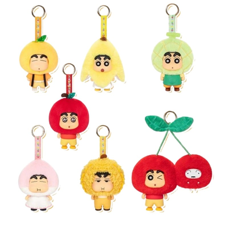 【公式正规品】クレヨンしんちゃん シークレット フルーツハウスシリーズ ぬいぐるみチャーム ブラインドボックス かわいい デスクトップオブジェ バースデーギフト