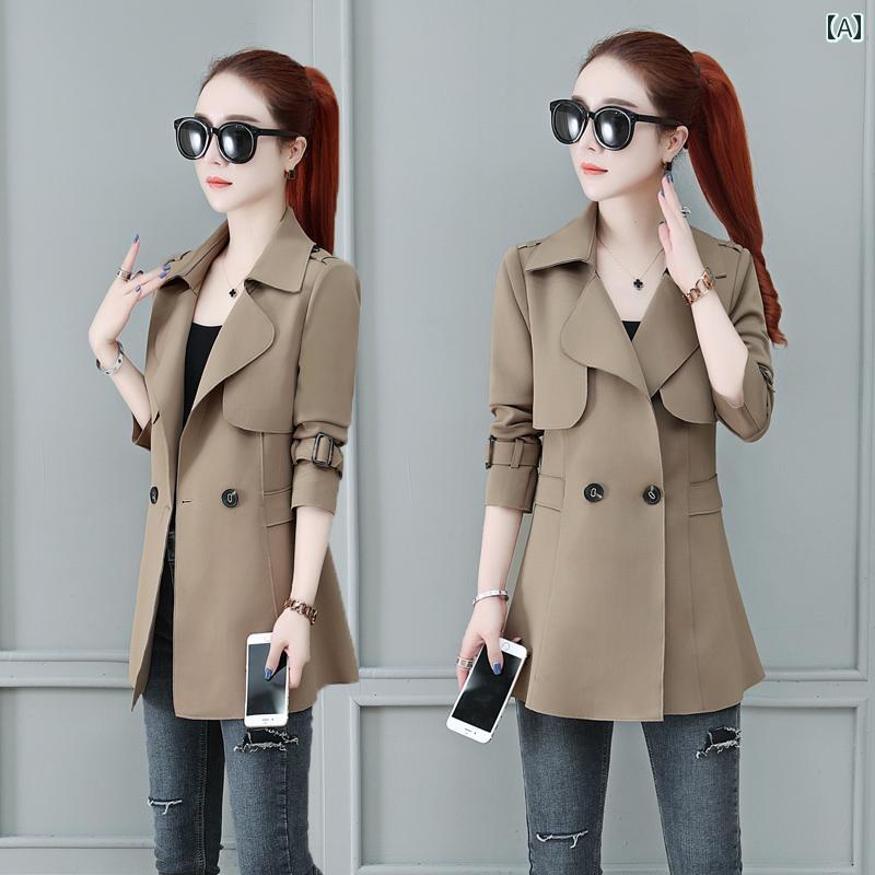 レディース 春秋 トレンチコート アウター 丈 おしゃれ きれいめ カジュアル イベント お呼ばれ ビジネス 衣装 女子会 ディナー アップ
