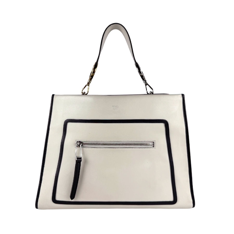 フェンディ FENDI ハンドバッグ ショルダーバッグ ラナウェイ レザー アイボリー×ブラック レディース 8BH343-SIZ z4742