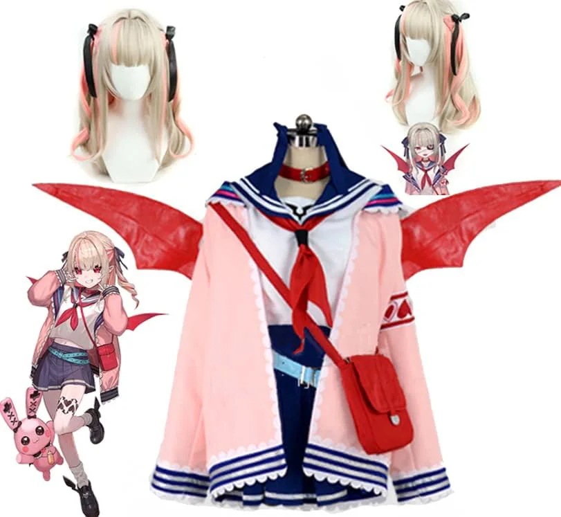 魔界ノりりむ コスプレ衣装 バーチャルYouTuber 翼 変装 クリスマス イベント パーティ コスチューム変装 衣装+ウィッグ