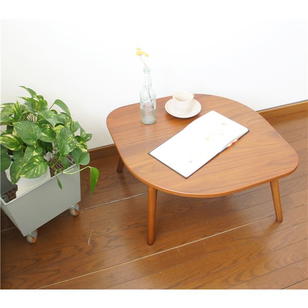 低価格 折りたたみテーブル/センターテーブル ブラウン 約幅60cm 木製脚付き リーフテーブル 完成品 リビング テーブル