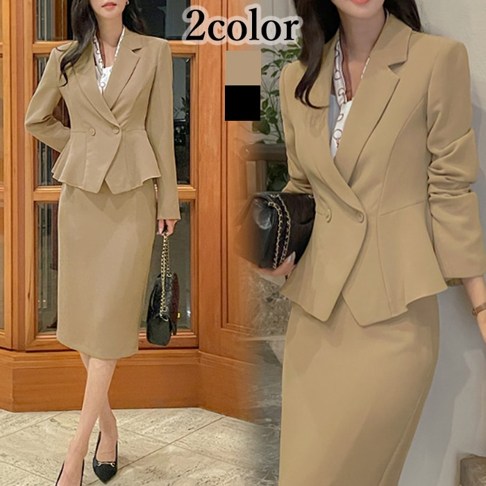 セットアップ レディース 秋冬 スカートスーツ 結婚式 ペプラム