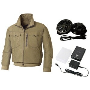 SUN－S 空調風神服セット（ウエアバッテリーファン）カーキ4L KU95100