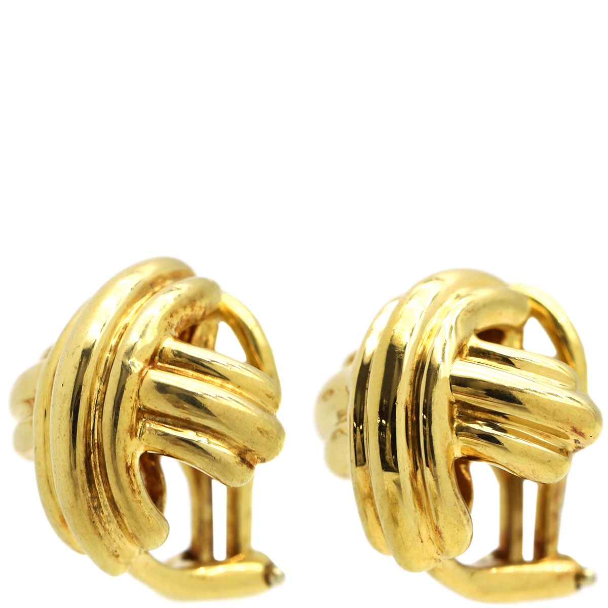 ティファニー Tiffany & Co ピアス シグネチャー クロス K18YG イエローゴールド T&Co. signature 750 YG 【中古】