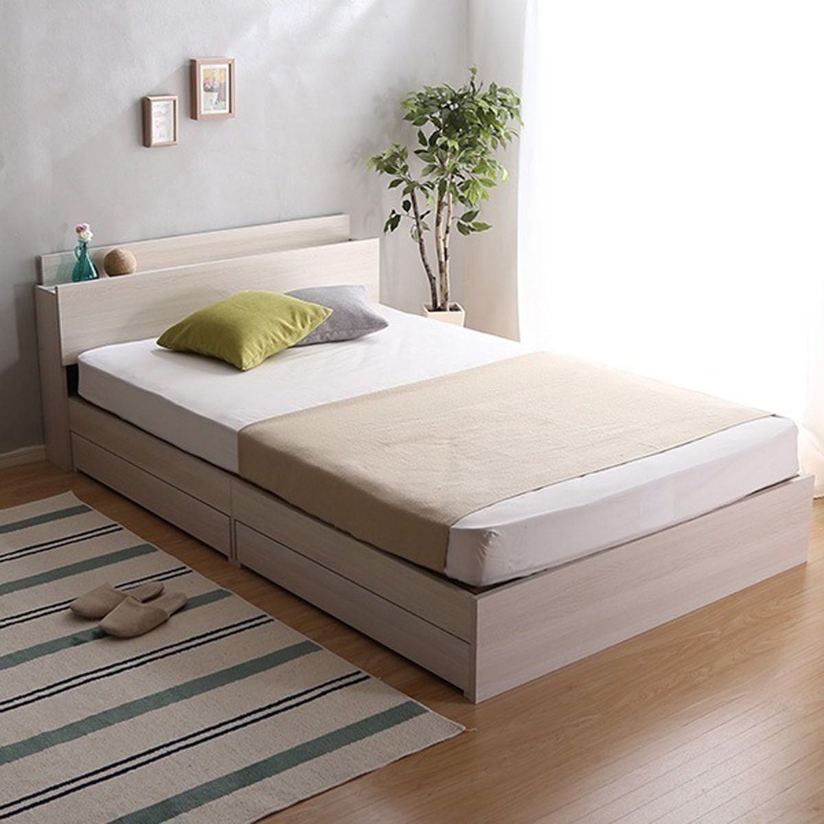 棚コンセント付きチェストベッド SDサイズ Pukia -プキア-インテリア 寝具 収納 ベッド