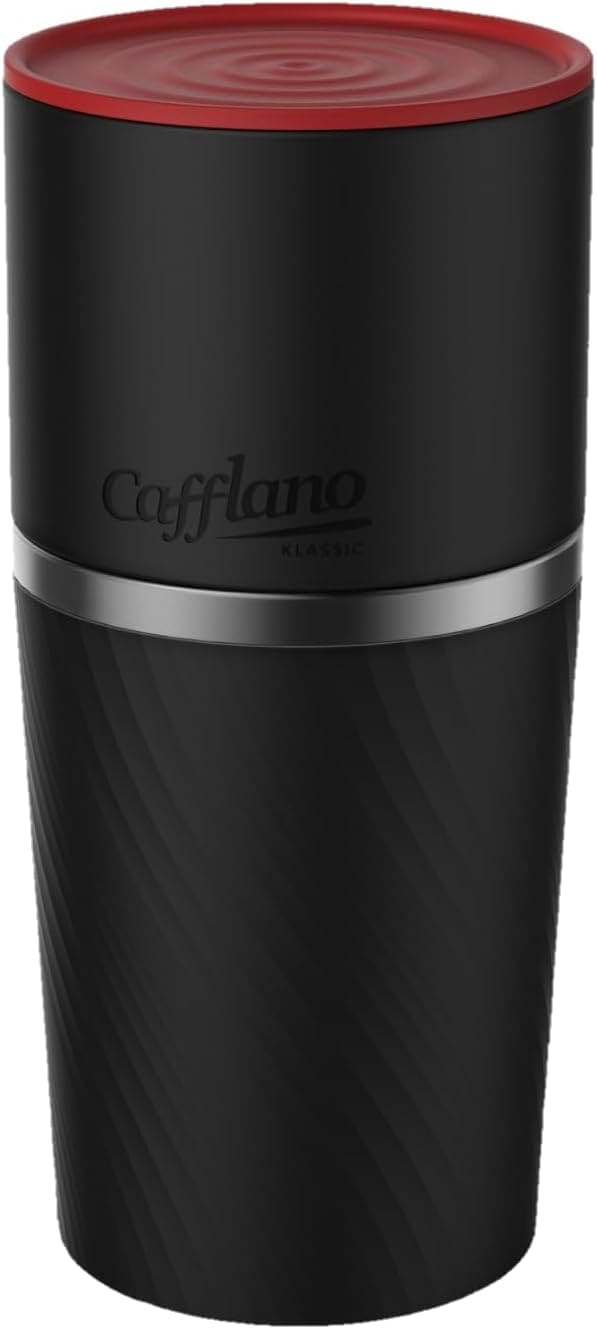 ポータブル コーヒーメーカー 0.47L アウトドア ハンドドリップ コーヒーミル 粗細調節可 ペーパーレスフィルター マグカップ付 ブラック 9×9×19.5cm クラシック CK-BK