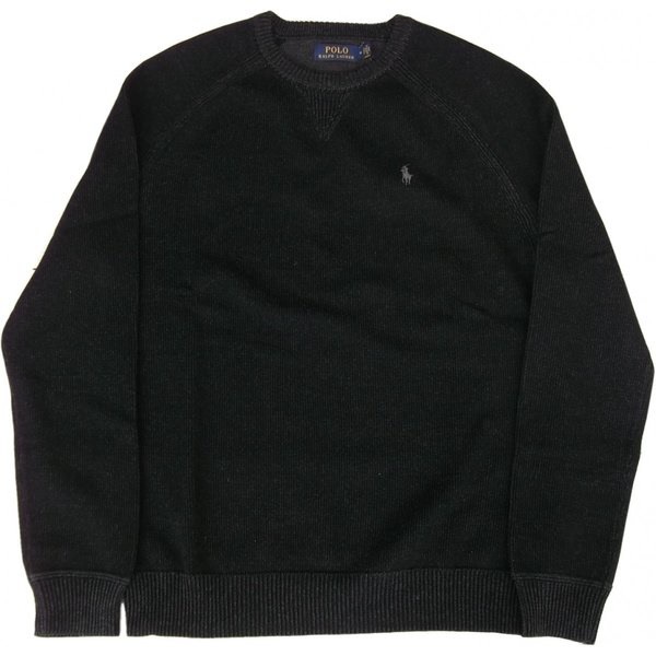 ワンポイント コットンセーター 黒 ブラック PR2-1134