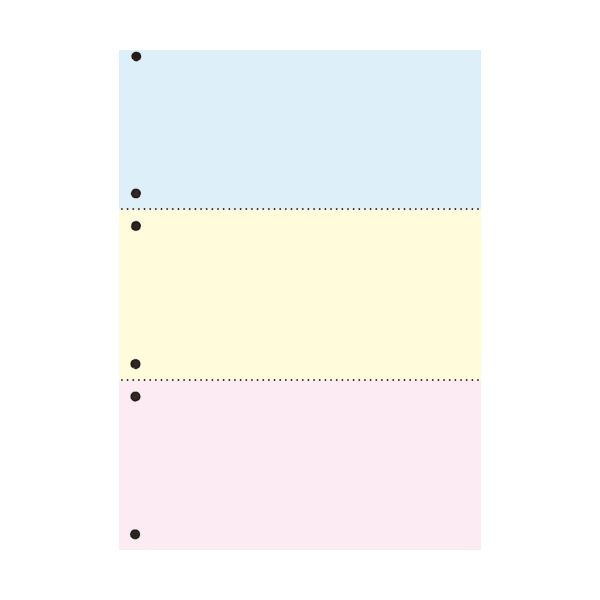 TANOSEE 汎用マルチタイププリンタ帳票 カラー用紙 A4 3分割 6穴 1箱（2500枚：500枚5冊）