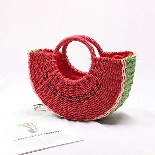 3日で出荷かごバッグ 巾着 ハンドバッグ カゴバック レディース 軽い かわいい スイカ おしゃれ ナチュラル ハンドメイド リゾート ビーチ ママ ママバッグ 日常 軽量