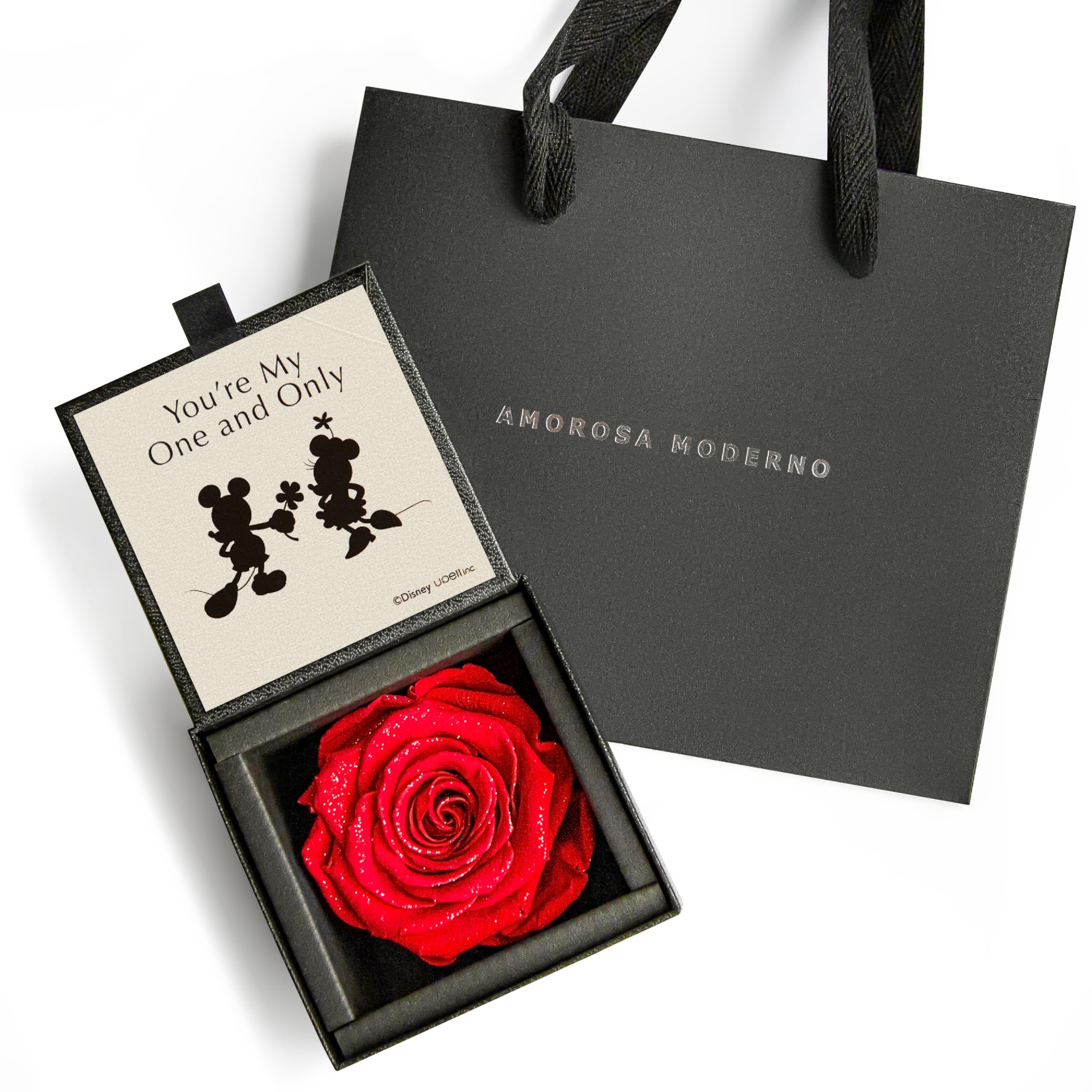 AMOROSA アモローサ プリザーブドフラワー ダイヤモンドローズボックス85 Youre my one and only ショッパー付き ブライトレッド 母の日 ギフト 花 誕生日 記念日 プロ