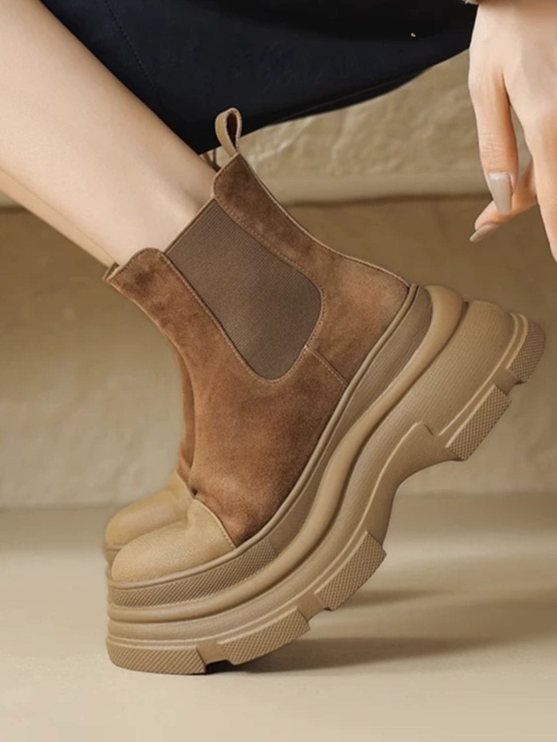 メガ割 厚底シュー23新作チェルシーブーツマドレーヌ底ショートブーツレディー韓国