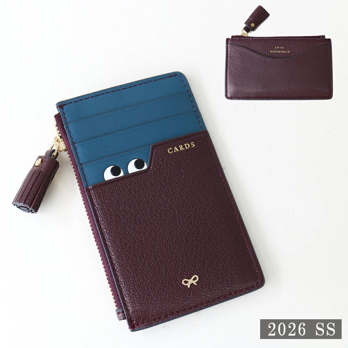 ANYA HINDMARCH アニヤハインドマーチ 5050925204880 Zip Card Case Peeping Eyes in Shiny Capra Claret カードケース フラグ 23,891円