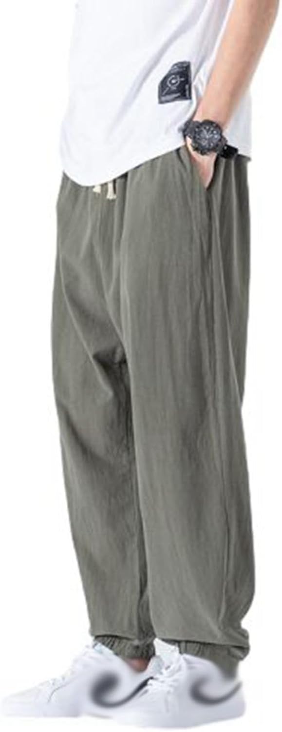 ワイドパンツ メンズ ロングパンツ ストレートタイプ チノパン ウエストゴム紐 裾ゴム 窮屈感のない 薄い ソフト 甘めのコーデ シンプル 無地 春 夏 秋 日常着 部屋着 通勤通学
