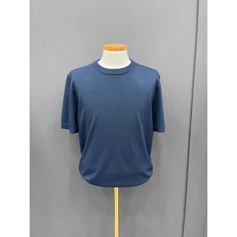 男性 夏 半袖 涼しいブルーカラーニットTシャツOTS009_OD