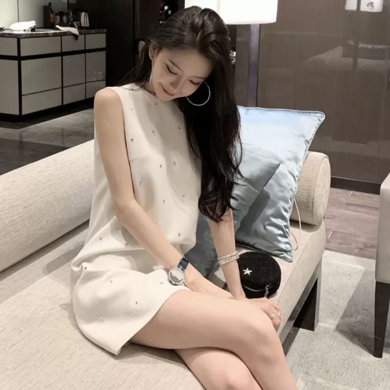 ドレス ワンピース パーティードレス パーティドレス ミニドレス Iラインドレス ワンピースドレス ワンピドレス ミニ ミニ丈 袖なし ノースリーブ ラウンドネック Iライン ビジュー かわいい 大人 5,724円