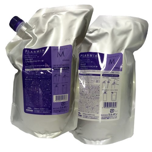 ミルボン プラーミア ヘアセラムシャンプーM 1000ml ＆ トリートメントM 1000ml 詰め替え用 セット