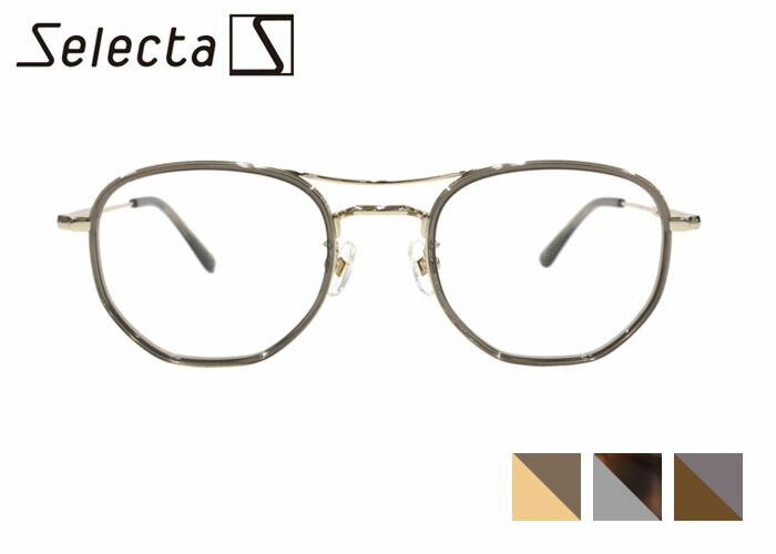セレクタ Selecta 87-5043 スクエア フルリム アセテート チタン ダブルブリッジ 日本製 メンズ レディース めがね メガネ 眼鏡 51サイズ