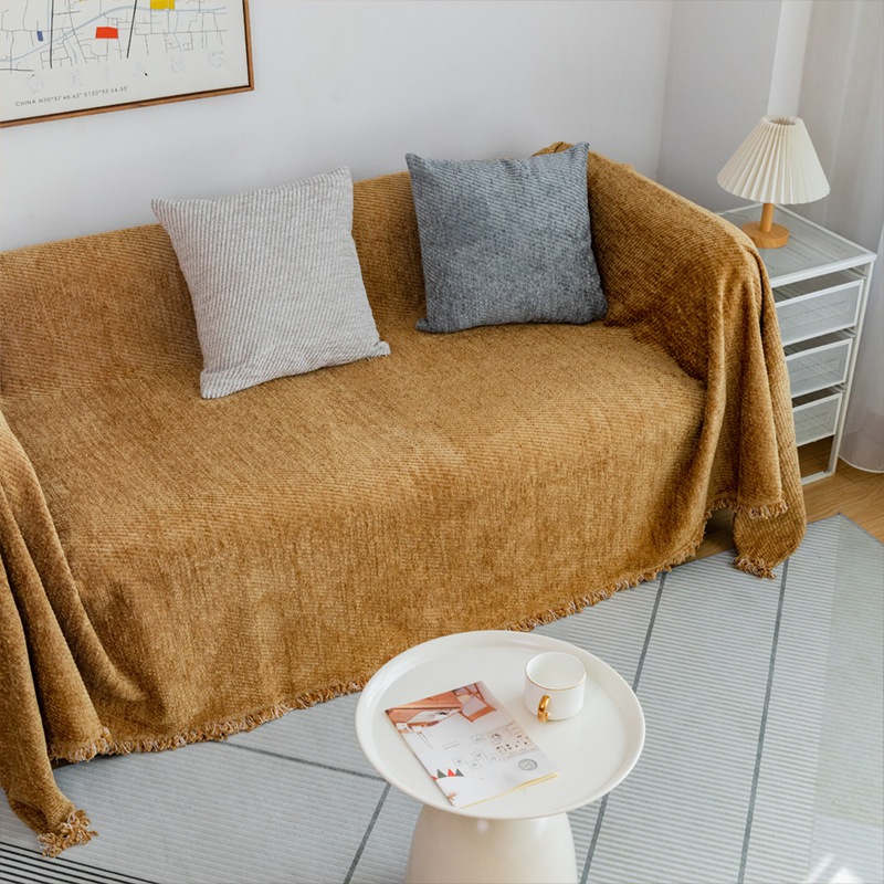 高級ウール糸ソファタオル滑り止め増粘ソファカバー無地秋冬猫傷防止レザーソファブランケット卸売