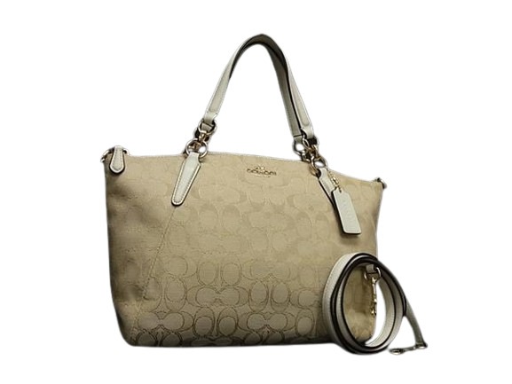 ハンドバッグ ミニ クリスティー キャリーオール F36625 ベージュ系×アイボリー系 キャンバス×レザー レディース 2WAY ショルダーバッグ ゴールド金具【本物保証】