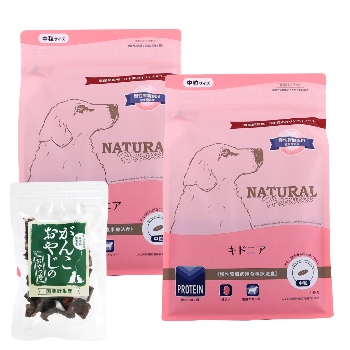 キドニア 腎臓ケア用 1.1kg×2袋【国産鹿ラング(お試しサイズ)付き】