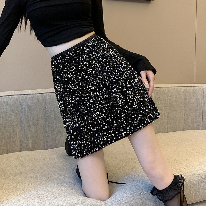 純情気質ハイウエスト痩身ヒップスカート女性用2024金銀糸aラインスカート
