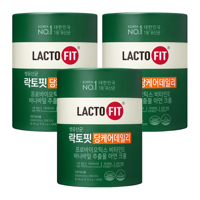 ラクトフィット 生乳酸菌 糖ケア デイリー 100包 x 3個 バナバ葉 亜鉛 サプリメント 食後のバランス 健康維持 栄養補給 韓国健康食品 プロバイオティクス スッキリ スティック 持ち運び 8,942円