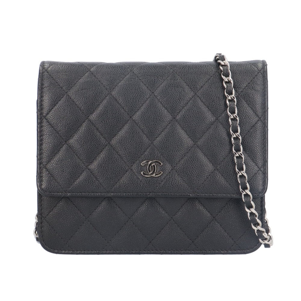 シャネル マトラッセ ショルダーバッグ キャビアスキン ブラック CHANEL 中古