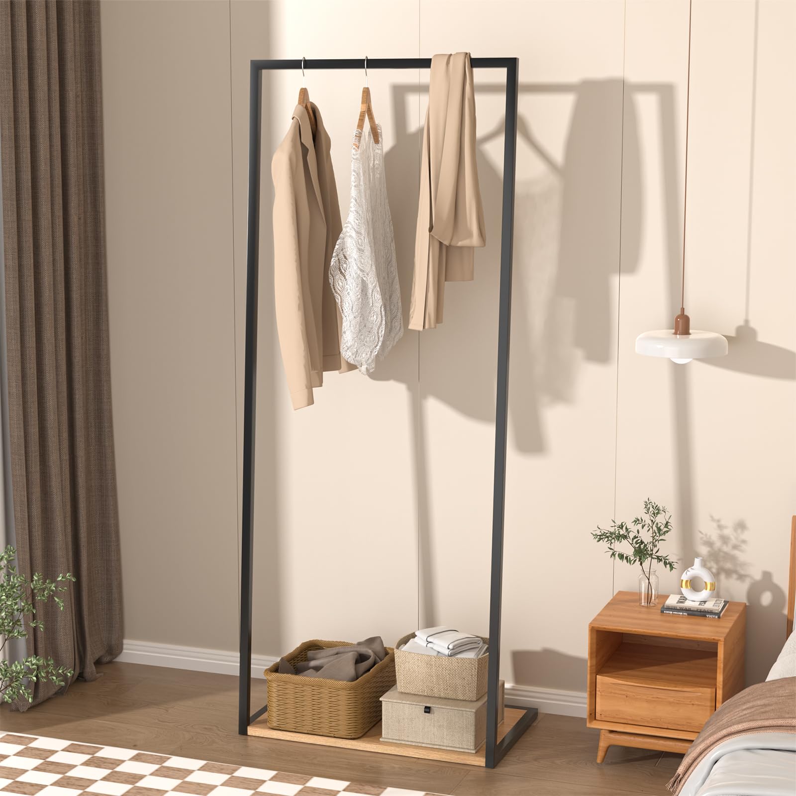 【ＮＥＸＴｅ ＰＬＵＳ】 ハンガーラック 頑丈 コートハンガー L型 棚付き 幅45cm×高さ150cm ふくかけるラック おしゃれ スリム コート掛け 北欧 省スペース 洋服ラック 洋服掛け 衣類収