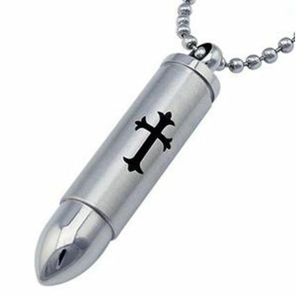弾丸ステンレスペンダントトップ 銃弾 ピストル ライフル 弾丸 立体 クロス 十字架 サージカルステンレス316L ネックレス パーツ 首飾り アクセサリー 男性 女性 stt00-00-0216