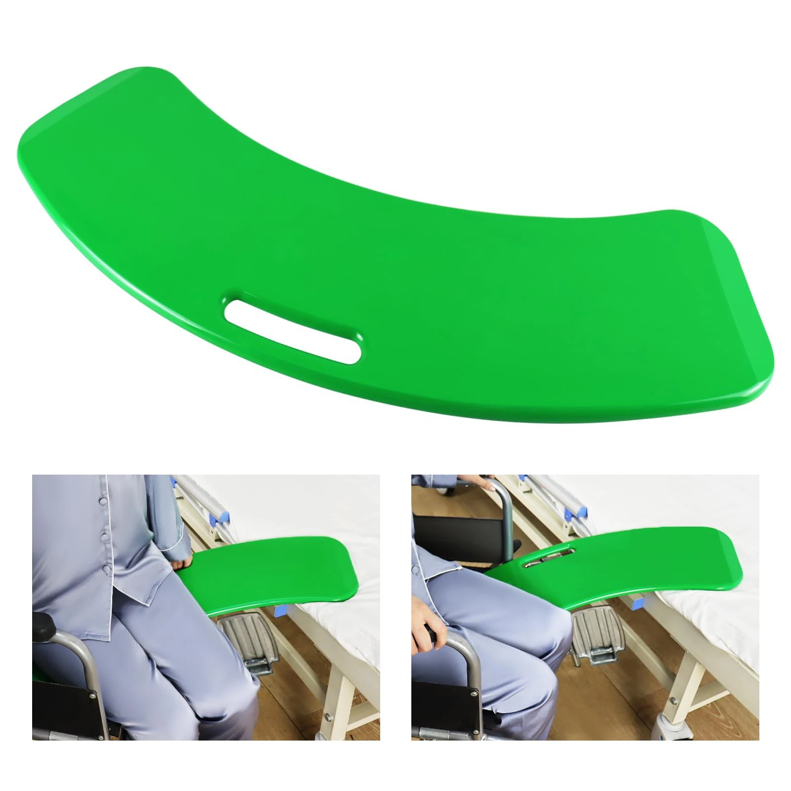 移乗用ボード高齢者用トランスファーボードスライド式補助具 患者や障害者を車椅子からベッドトイレ風呂車などに移乗させるためのもの - ハンドル付きスライド式ボード（緑）