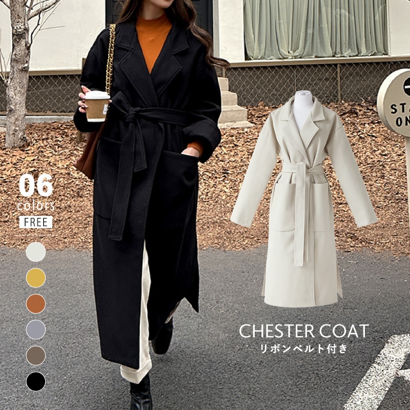 【9/25！クーポンで5,805円】 ロングコート アウター レディース チェスターコート トレンチコート 秋冬 秋 冬 暖かい サイドスリット 韓国 韓国ファッション きれいめ 大人 上品 コート