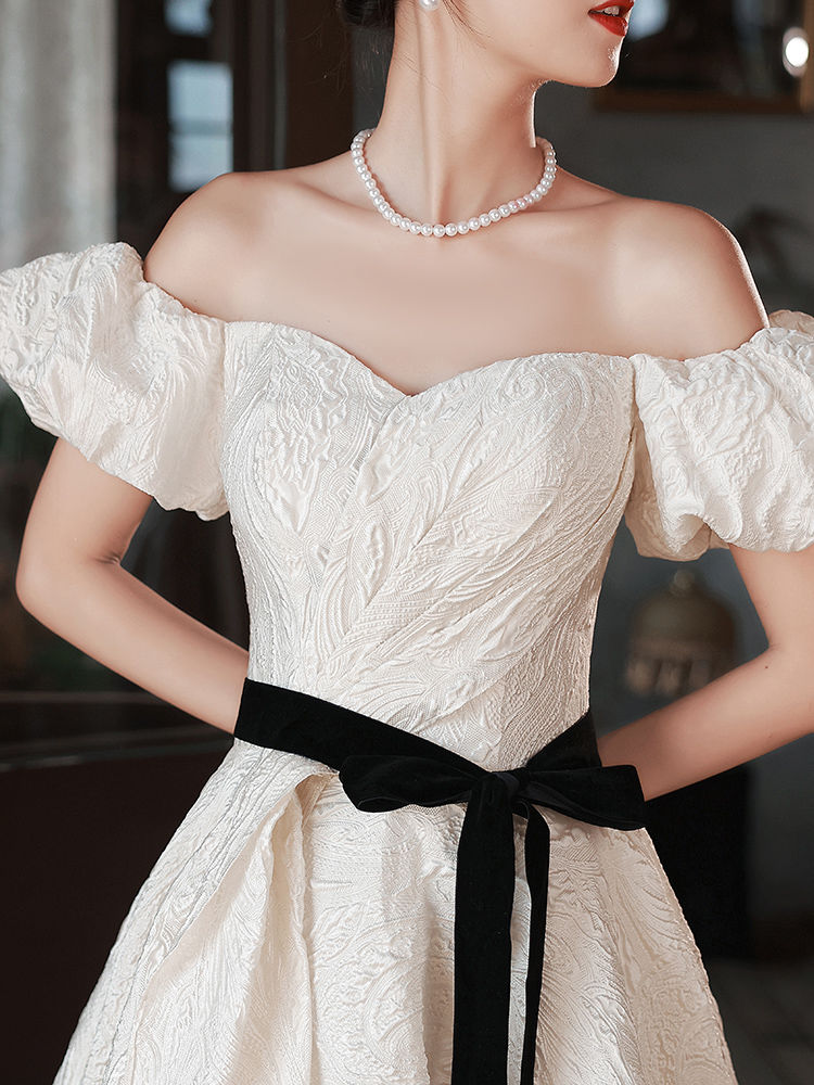 フレンチハイエンドイブニングドレス型ワンショルダーミニドレス宴会敬酒服高級誕生成人式