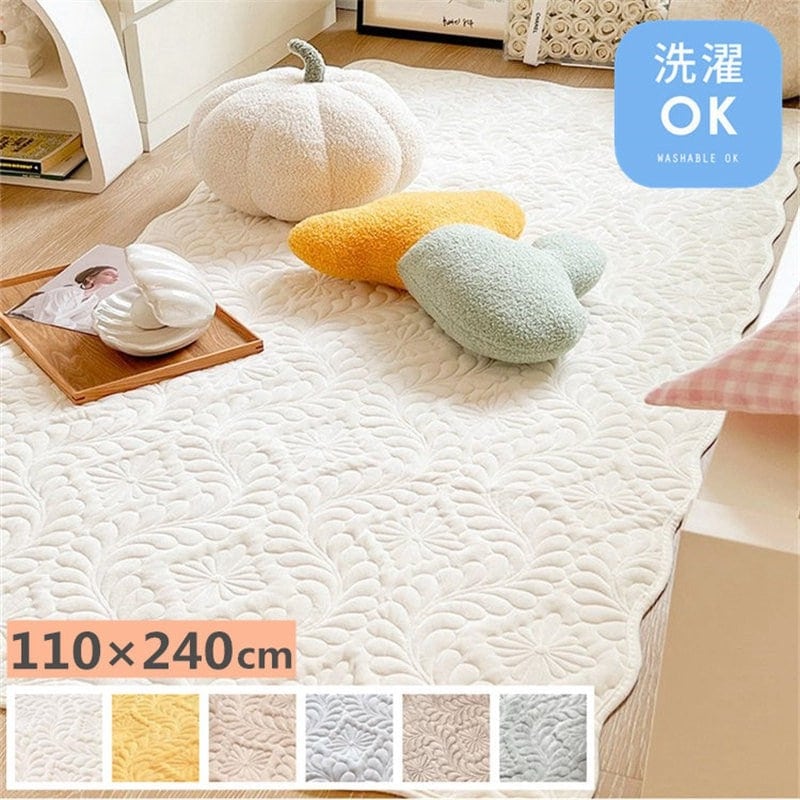 【激安開催！】ラグマット 洗える カーペット 綿100% 110×240cm 長方形 ラグ フロアマット 室内 屋内 ソファーカバー マルチカバー 屋内マット ルームマット シンプル リビング コット 7,089円