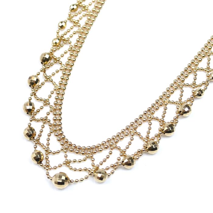 K18YG イエローゴールド ネックレス ボール 16.8g 42cm ゴージャス ドレッシー レディース 中古