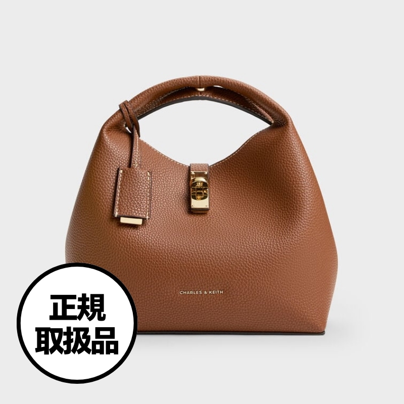 【CHARLES&KEITH】チャンス リサイクル ターンロック バケットバッグ（3colors）Chance Recycled Turnlock Bucket Bag 正規取扱品