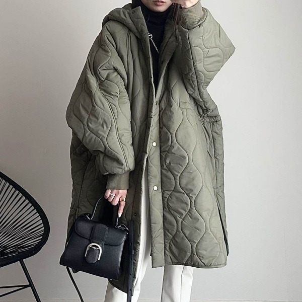 【輝いて超人気】 アップ暖かい防寒フード付き中綿コート