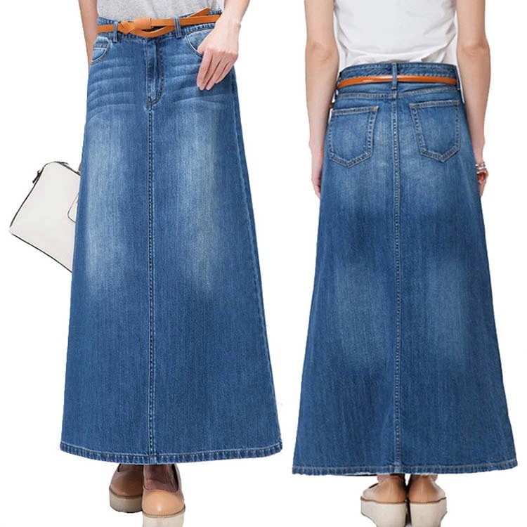 【即納698】スカートロング丈 レディース デニムスカート ハイウエスト きれいめ 春秋冬 ミディアム丈スカート ミモレ丈 タイトスカート 40代 50代 着痩せ 通勤
