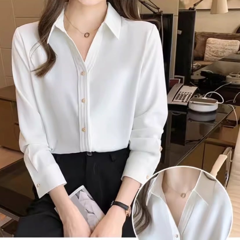 トップス シャツ ブラウス ミディアム丈 袖あり 長袖 Vネック ストレート プルオーバー シフォン サテン 綺麗め きれいめ シンプル カジュアル 大人 上品 おしゃれ お洒落 大人可愛い 大人女子