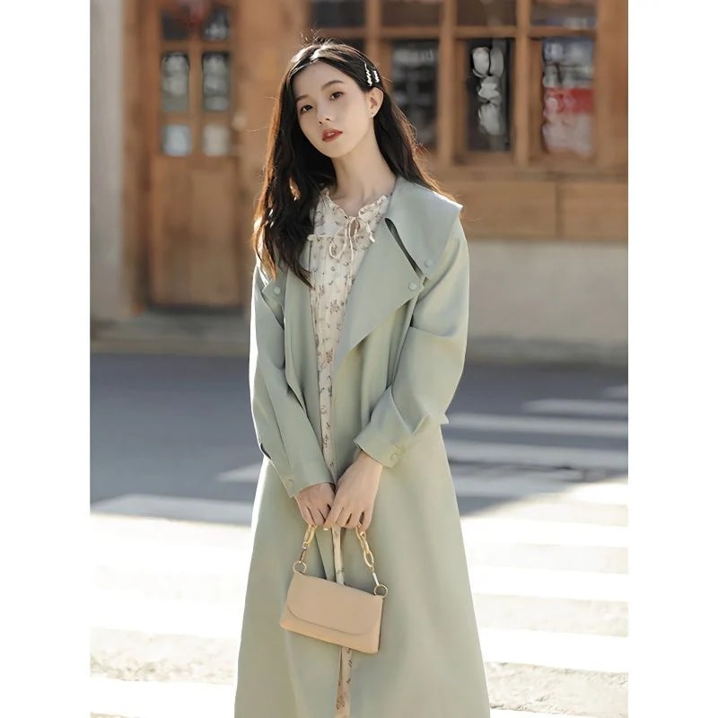 トレンチコートファッション 高レビュ一 スプリングコート トレンチコート レディース 服 ロング 着痩 日韓 ジャケットジャケット AWアウター