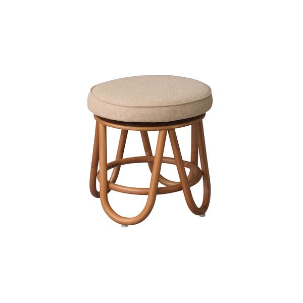 回転式 スツール オットマン 直径39.5x高さ41cm ベージュ 円形 軽量 ラタン 完成品