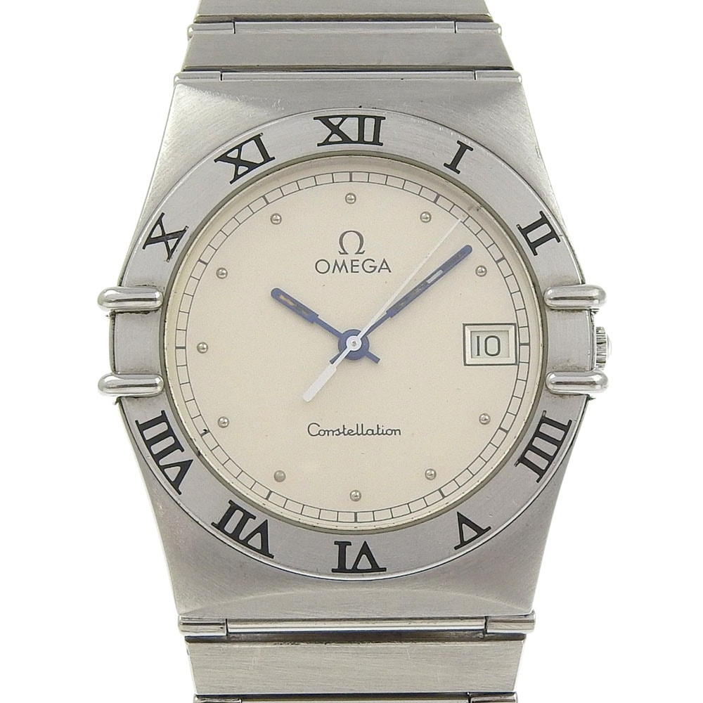 コンステレーション 腕時計 ステンレススチール クオーツ アナログ表示 メンズ ベージュ文字盤 中古品
