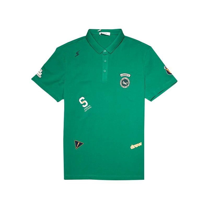 ポロシャツ アメリカン 半袖 男性 メンズ 夏 カジュアル 刺繍 プリント スリム Tシャツ アメカジ フィット 緑 白 黒 グリーン ホワイト ブラック