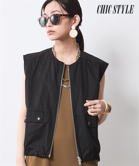 シャツ・ブラウス 綿100％ジップアップブラウス 大きいサイズ有 シックスタイル