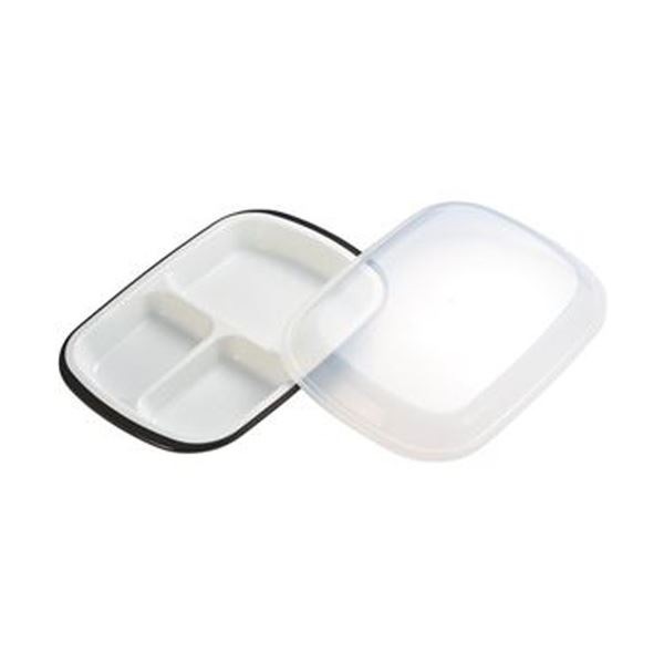 （まとめ）小森樹脂 フタ付ランチプレート「楽弁」角型 濃茶 1個[x10セット]