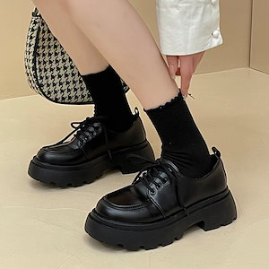 2タイプ マット/エナメル 厚底 フラットシューズ レースアップ ショートブーツ レディース 春秋 ローファー 厚底靴 JK イギリス風 通学 通勤 カジュアル 履きやすい 滑り止め ファッション 2