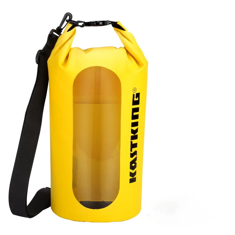 クリアウィンドウ付きkastking-ドライバッグ100% 防水500dPVC素材釣りキャンプカヤックハイキング5l10l20l30lに適合